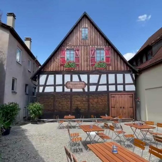 Fassadengestaltung Biergarten Schwanen — Außenwerbung & Messe, zoodesign